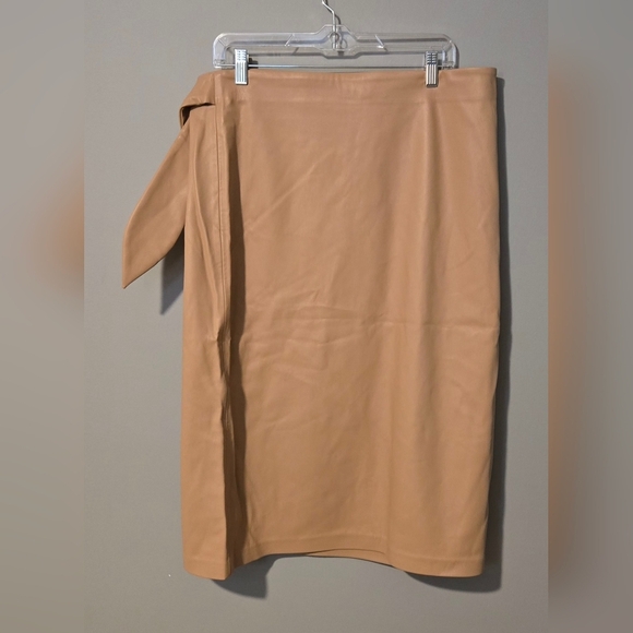The Drop Women's Manon Vegan Leather Wrap-Front Midi Skirt #725 - Picture 4 of 8